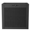 32 Gallon Outdoor Resin Wicker Deck Storage Box; Black