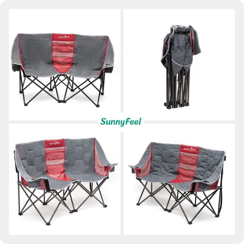SUNNYFEEL Folding Double Camping Chair, Oversized Loveseat Chair SUNNYFEEL Folding Double Camping Chair, Oversized Loveseat Chair