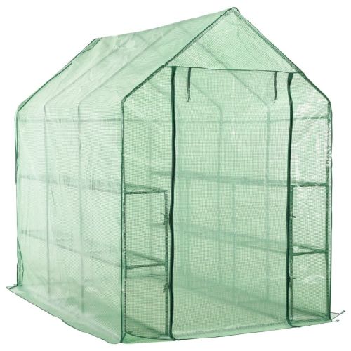 Walk-in Greenhouse with 12 Shelves Steel 56.3"x84.5"x77.2"