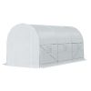 Walk-In Tunnel Greenhouse, Large Garden Hot House Kit with 6 Roll-up Windows & Roll Up Door 15' x 7' x 7' -AS