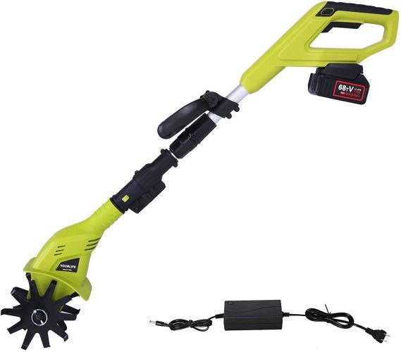 Bosonshop 20V Cordless Electric Garden Tiller/Cultivator Height Adjustable with 2.0 Ah Lithium Battery and Charger -Chartreuse Bosonshop 20V Cordless Electric Garden Tiller/Cultivator Height Adjustable with 2.0 Ah Lithium Battery and Charger -Chartreuse
