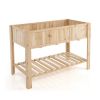 47 Inch Wooden Raised Garden Bed with Bottom Shelf and Bed Liner
