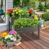 2 Tier Wooden Raised Garden Bed with Legs Drain Holes