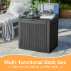 32 Gallon Outdoor Resin Wicker Deck Storage Box; Black