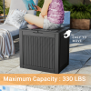 32 Gallon Outdoor Resin Wicker Deck Storage Box; Black