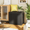 32 Gallon Outdoor Resin Wicker Deck Storage Box; Black
