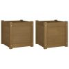 Garden Planters 2 pcs Honey Brown 15.7"x15.7"x15.7" Solid Wood Pine