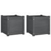 Garden Planters 2 pcs Gray 15.7"x15.7"x15.7" Solid Wood Pine