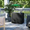 32 Gallon Outdoor Resin Wicker Deck Storage Box; Black