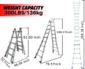 Huachuang 5-step 21''Aluminum Multi-Purpose Professional Ladder - Blue with Wheels