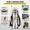 VEVOR 3Gal Stainless Steel Sprayer, Set with 20" Wand& Handle& 3FT Reinforced Hose, Hand Pump Sprayer with Pressure Gauge&Safety Valve