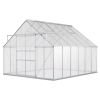 10' W x 12' D Walk-in Polycarbonate Greenhouse with Roof Vent,Sliding Doors,Aluminum Hobby Hot House for Outdoor Garden Backyard