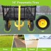Heavy Duty Steel Garden Cart with Removable Mesh Sides to Convert into Flatbed, Utility Metal Wagon with 2-in-1 Handle and 16 in Tires