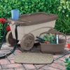 Outdoor Rolling Garden Scooter with Wheels & Pull Strap, Light Taupe