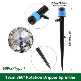 1 Pack 30-200 Drip Irrigation System Automatic Drip Sprinkler Connected 4/7 " Watering Garden Hose With Long-pole 8 Holes And 360° Rotating Drip Irrig (Color: Blue-50Pcs)