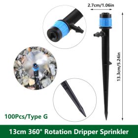 1 Pack 30-200 Drip Irrigation System Automatic Drip Sprinkler Connected 4/7 " Watering Garden Hose With Long-pole 8 Holes And 360° Rotating Drip Irrig (Color: Blue-100Pcs)