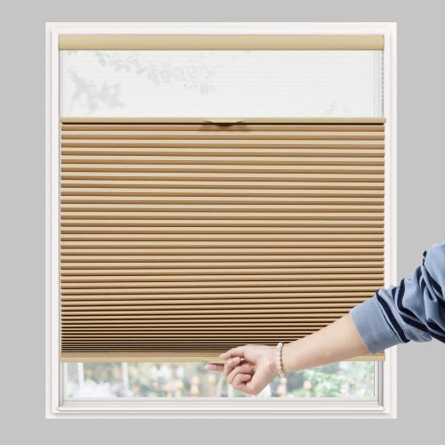 WELLSOURCE Day&Night Cellular Shades, Blackout Top Down Bottom Up Honeycomb Blinds for Windows, Cordless Window Shades with Sheer