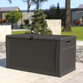 120 Gallon Plastic Deck Box - Outdoor Waterproof Storage Box for Patio Mats; Gardening Tools and Pool Toys (Material: Polypropylene, Color: Gray)