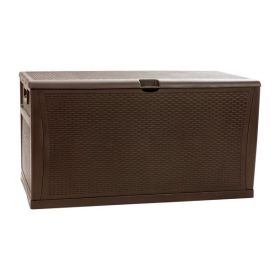 120 Gallon Plastic Deck Box - Outdoor Waterproof Storage Box for Patio Mats; Gardening Tools and Pool Toys (Material: Polypropylene, Color: Brown)