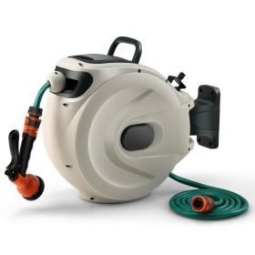 Home & Garden Retractable Hose Reel Wall Mounted With Hose Nozzle (Color: As Pic Show, Outlet hose length: 98 ft)