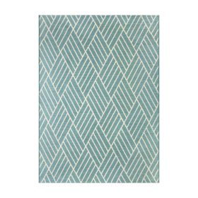 5' x 7'Diamond Outdoor Rug (Material: Polyester, Polypropylene, Color: Turquoise)