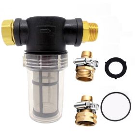Sediment Filter Attachment Garden Hose Pressure Washer Outdoor Gardening Inlet Water (size: 100MESH+ 3/4 ADAPTERS)