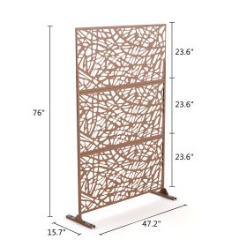 6.33 ft. H x 3.93 ft. W Laser Cut Metal Privacy Screen;  24"*48"*3 panels (Material: Galvanized steel, Color: Brown)