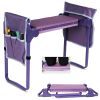 Garden Kneeler and Seat Stool Garden Folding Bench with 2 Tool Pouches & EVA Foam Kneeling Pad,  Brown/Purple/Green