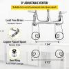 VEVOR Commercial Faucet with Pre-Rinse Sprayer, 8" Adjustable Center Wall Mount Kitchen Faucet with 12" Swivel Spout
