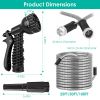 25FT/50FT/100FT Heavy Duty Stainless Steel Garden Hose Garden Watering Kit Metal Water Hose with 2 Nozzles 12 Patterns Flexible Extendable Kink Tangle