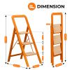 3 Step Ladder Folding Step Stool for Adults with Wide Anti-Slip Pedal, Aluminium Lightweight Foldable Step Ladders for Home Kitchen Office