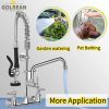 Commercial Faucet with Pre-Rinse Sprayer, 8 Inch Center Wall Mount Kitchen Faucet with Pull Down Spray
