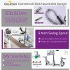Commercial Faucet with Pre-Rinse Sprayer, 8 Inch Center Wall Mount Kitchen Faucet with Pull Down Spray
